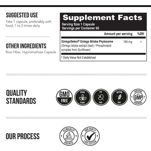 Soactive Ginkgo Biloba | Brain, Heart, Mood & Memory Support Supplement - (180 Mg/60 Capsule)