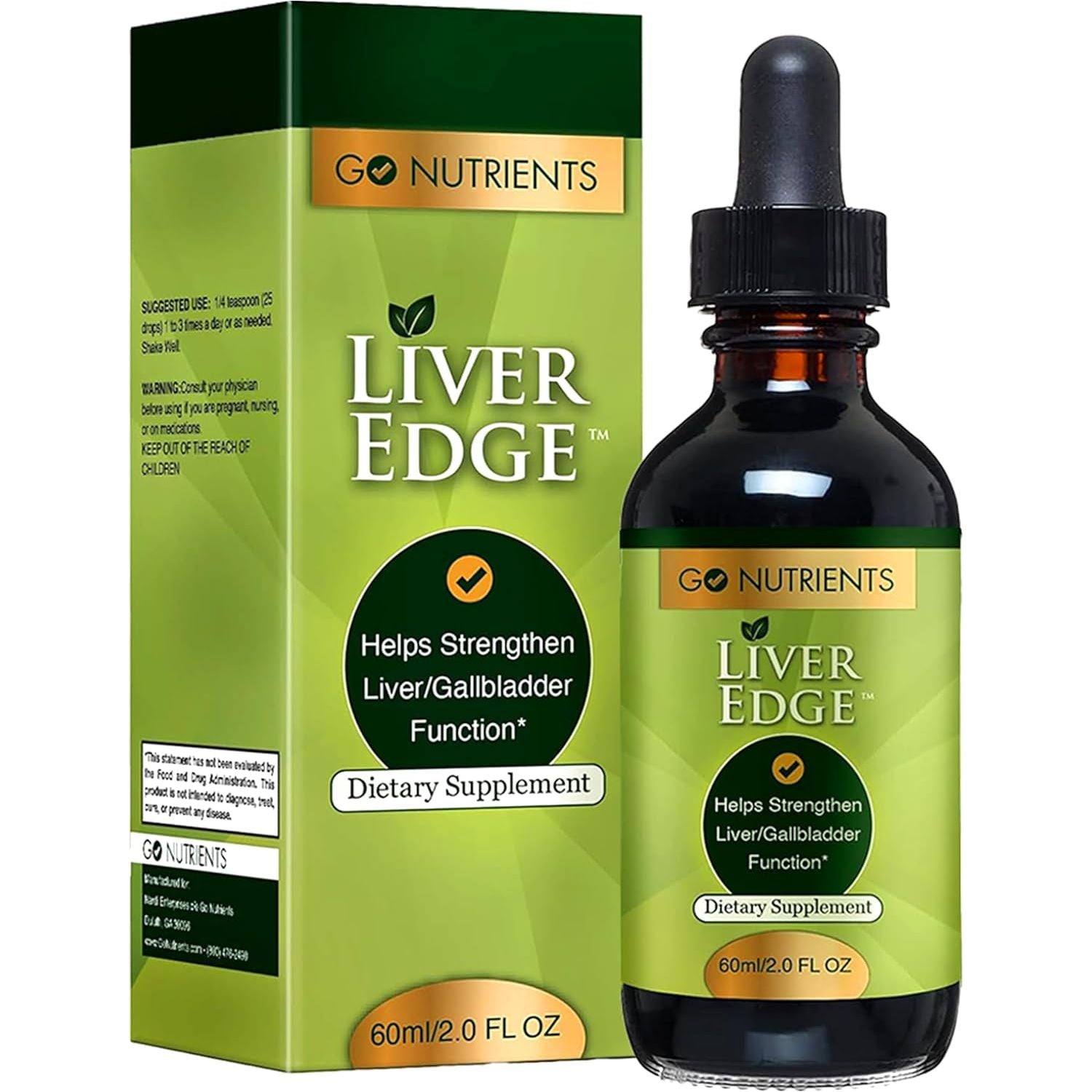 Go Nutrients Liver Edge - Liquid Liver Health Supplement for Liver Cleanse Detox & Repair - 2Oz