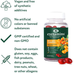 Dry Eye Comfort - Ophthalmologist - Formulated, Natural - Himalayan Sea Buckthorn Oil - Vegan and Non-Gmo Formula 60 Softgels