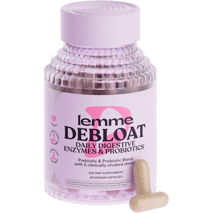 Lemme Debloat 3-In-1 Prebiotic, Probiotic & Digestive Enzyme Capsules for Bloating & Gas Relief 60 Count
