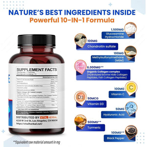 VITAL HERBAL Liposomal Glucosamine with Chondroitin, MSM- Maximum Potency- Support Joints, Cartilage- Made in the USA