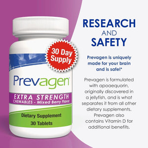 Prevagen Extra Strength 20Mg, 30 Chewables |Mixed Berry| with 7-Day Pill Minder