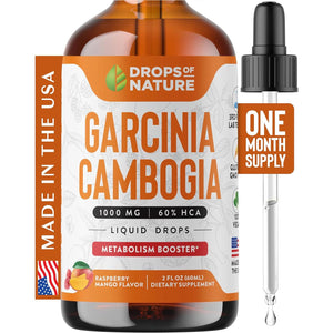 Garcinia Cambogia - Appetite Suppressant for Weight Loss - 2 Fl. Oz. Natural Raspberry Mango