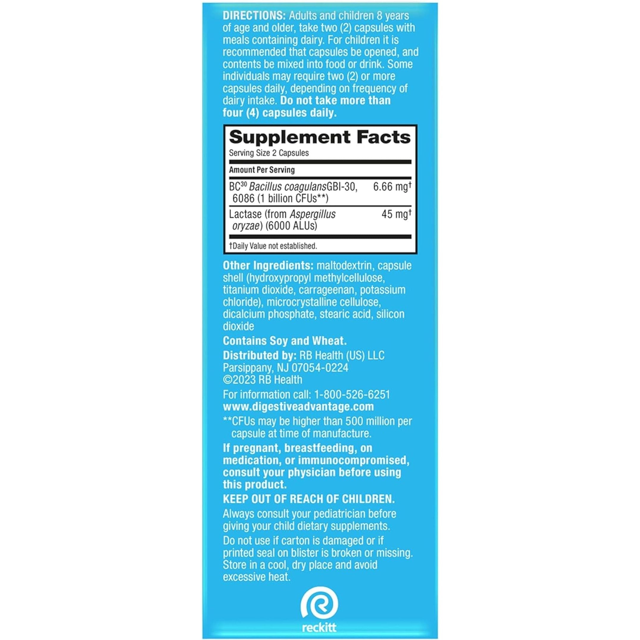 Digestive Advantage Probiotics + Lactase Digestive Enzymes for Digestive Health, 96Count