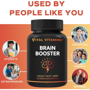Vital Vitamins Nootropic Brain Supplement - for Memory, Focus, Clarity, & Energy - 30 Capsules