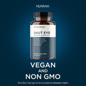 Shut Eye Natural Sleep Aid Supplement for Adults | 5Mg Melatonin 60 Capsules