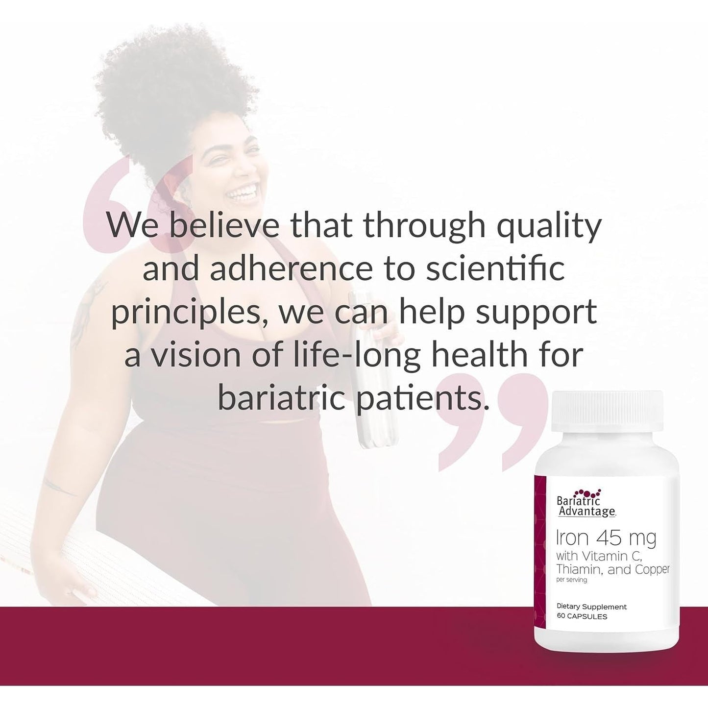 Bariatric Advantage Iron 45 Mg with Vitamin C for Gastric Bypass and Sleeve Gastrectomy Surgery Patients - 60 Count