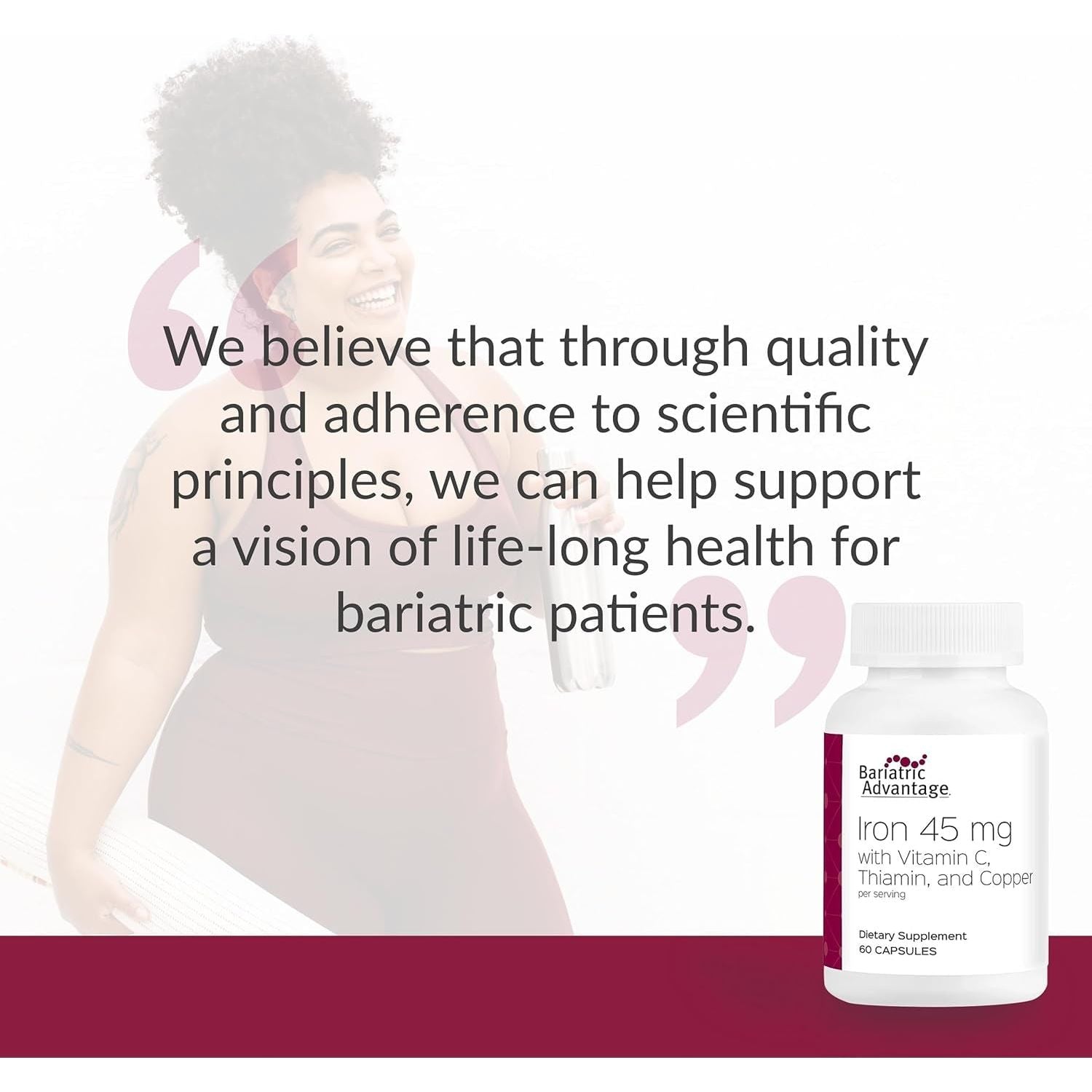 Bariatric Advantage Iron 45 Mg with Vitamin C for Gastric Bypass and Sleeve Gastrectomy Surgery Patients - 60 Count