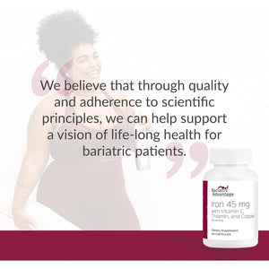 Bariatric Advantage Iron 45 Mg with Vitamin C for Gastric Bypass and Sleeve Gastrectomy Surgery Patients - 60 Count