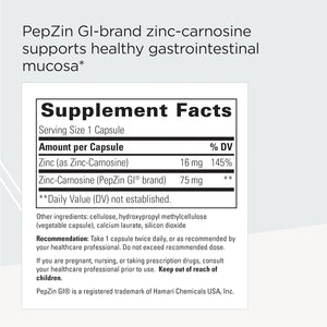 Integrative Therapeutics Zinc-Carnosine - Pepzin GI Brand Supplement - 60 Capsules