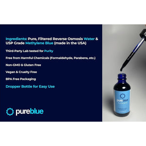 Pureblue Methylene Blue Pharmaceutical Grade, Anti-Aging and Cognitive Enhancing Properties (2 Fl Oz)