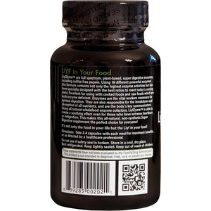 Liyfzyme Plant Based Digestive Enzyme Supplement - 180 Veggie Caps. Puradyme by Lou Cornoa.
