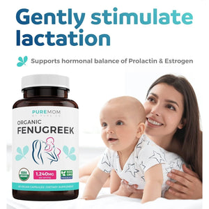 USDA Organic Fenugreek Capsules for Increased Breast Milk Supply - 60 Capsules