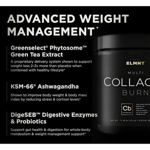 ELMNT Super Collagen Powder for Women Weight Loss + Beauty W. Probiotics, Hyaluronic Acid, ACV, KSM-66, Biotin (Unflavored)