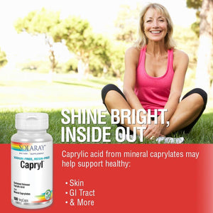 Solaray| Sustained Release Caprylic Acid | Healthy Gastrointestinal Tract Support | 16 Servings