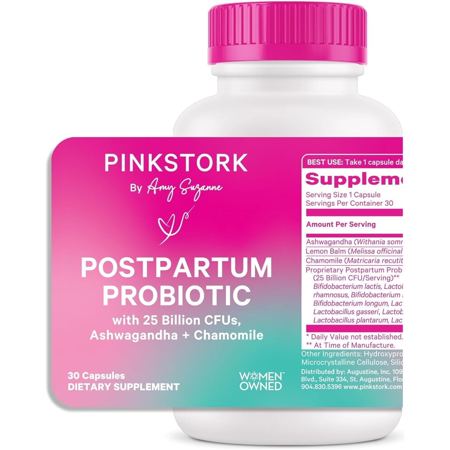 Pink Stork Probiotics for Postnatal Women - 30 Billion CFUS - Postpartum Essentials, 30 Capsules