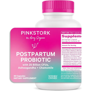 Pink Stork Probiotics for Postnatal Women - 30 Billion CFUS - Postpartum Essentials, 30 Capsules