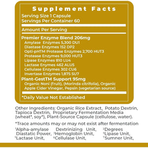 Premier Research Labs: Active Digestive Enzymes with Probiotic and Prebiotics 60 Capsules