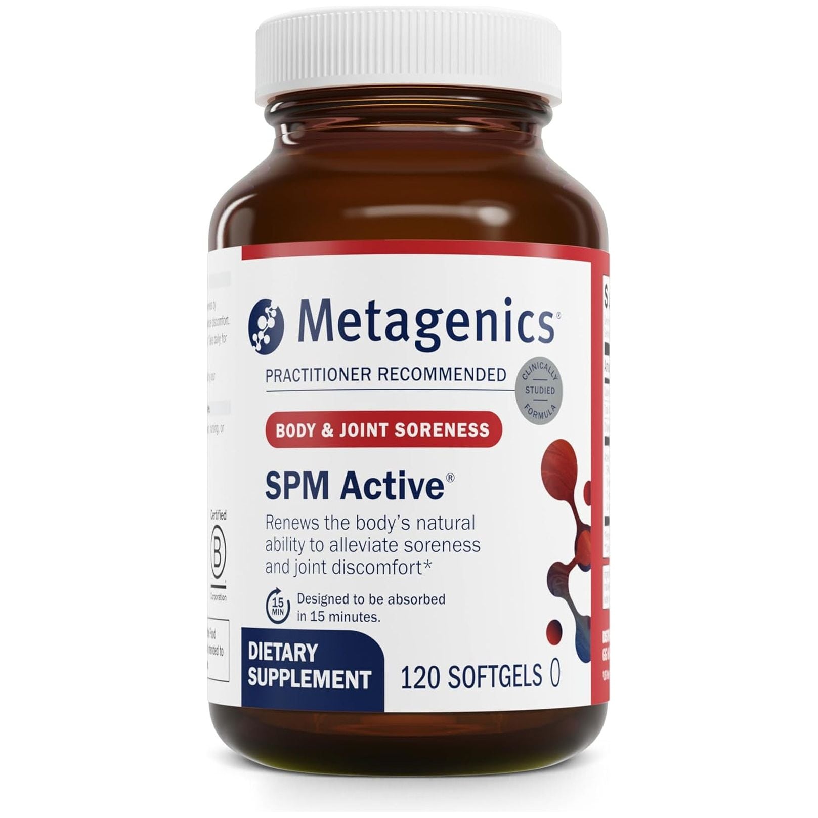 Metagenics SPM Active - Specialized Pro Resolving Mediators for Joint Comfort, Tissue Health & Minor Discomfort Relief 120 Softgels