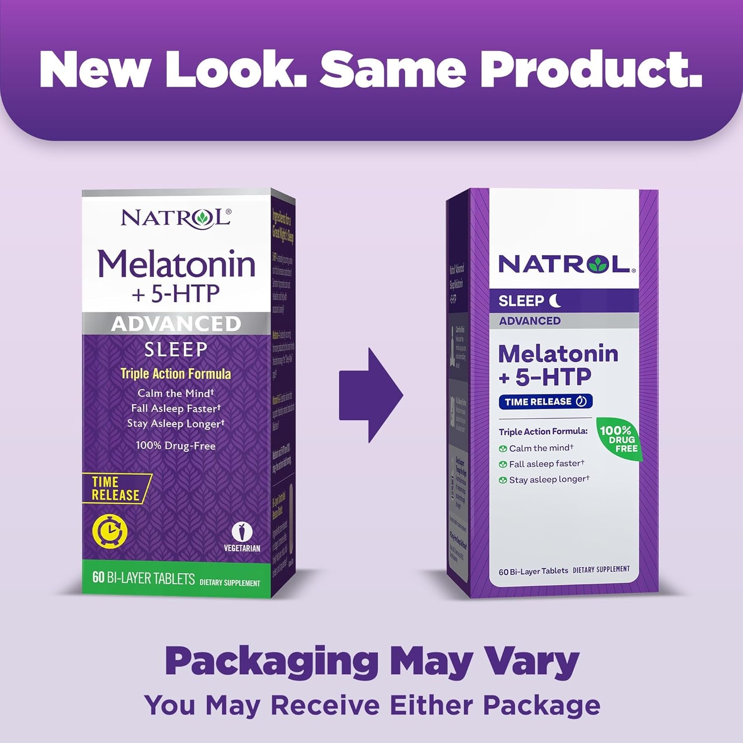 Natrol Advanced Sleep Melatonin + 5HTP, 6Mg, Calming Sleep Aid 60 Tablets 60-Day Supply