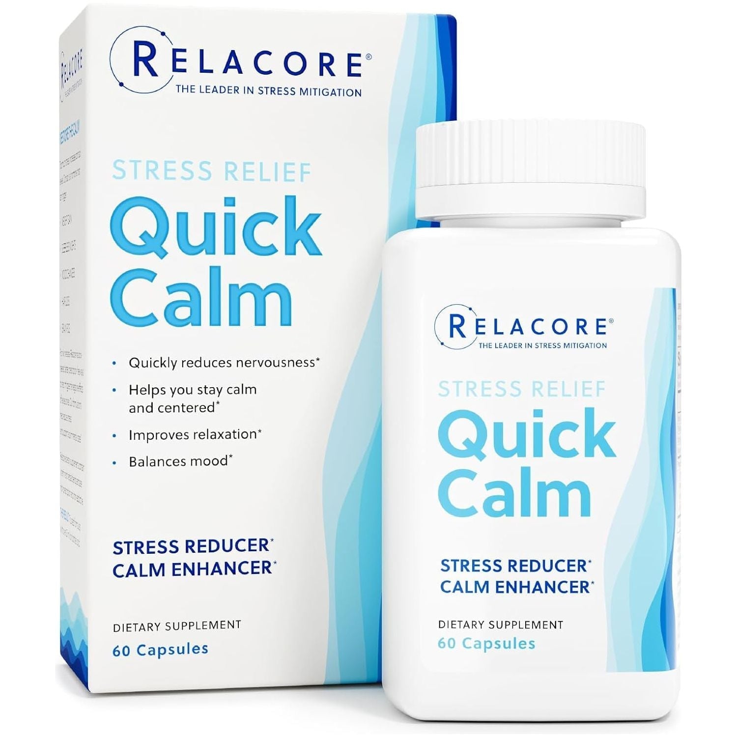 Quick Calm Mood Support Supplement with Ashwagandha, L-Theanine, and Passionflower for Rapid Stress Relief and Relaxation – 60 Capsules