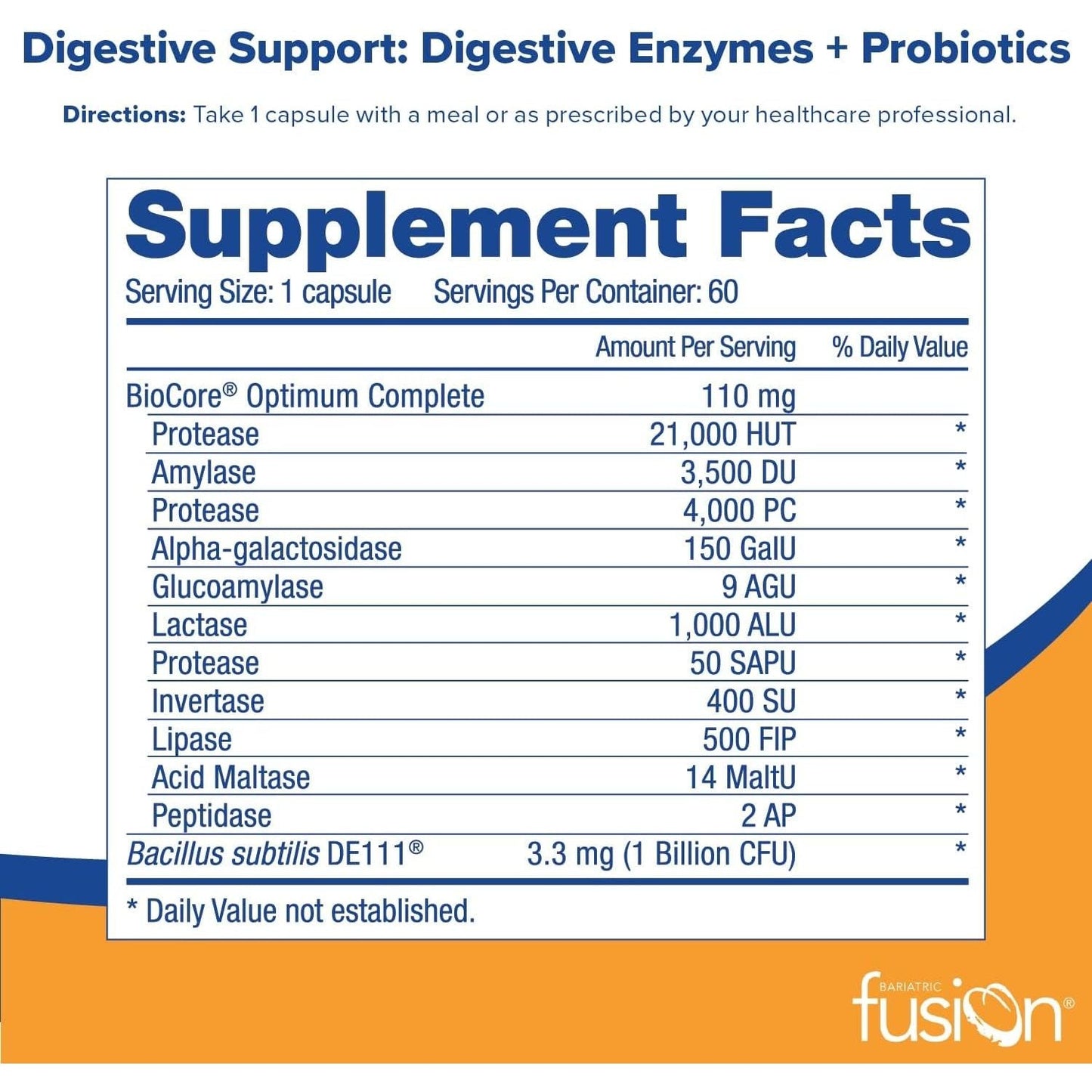 Bariatric Fusion Digestive Support | Probiotics for Digestive Health and Gut Health Support 60 Capsules