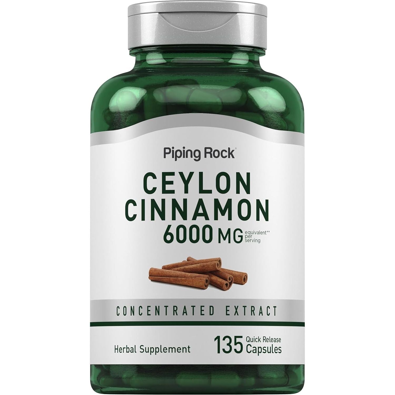Piping Rock Ceylon Cinnamon Capsules | Concentrated Herbal Extract Supplement | (6000Mg/135 Count)