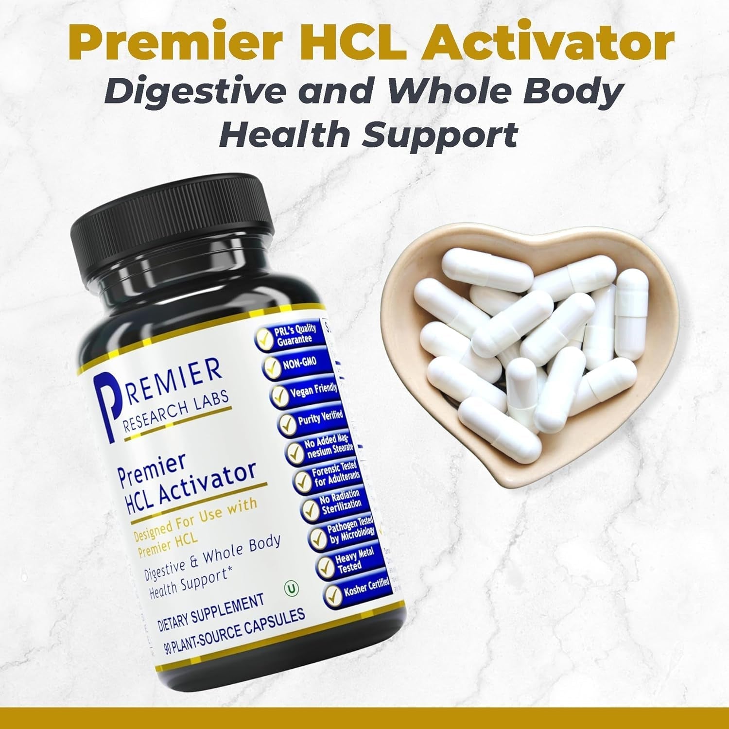 Premier Research Labs HCL Activator for Digestion & Digestive Aid - 90 Plant-Source Capsules