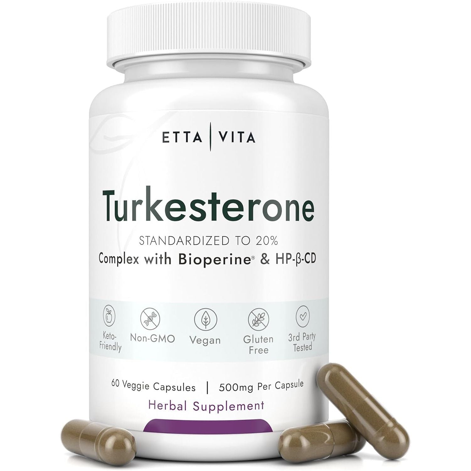 Potent Turkesterone Supplement - Supports Energy, Lean Muscle Growth, Recovery and Stamina, Vegan (60Count)