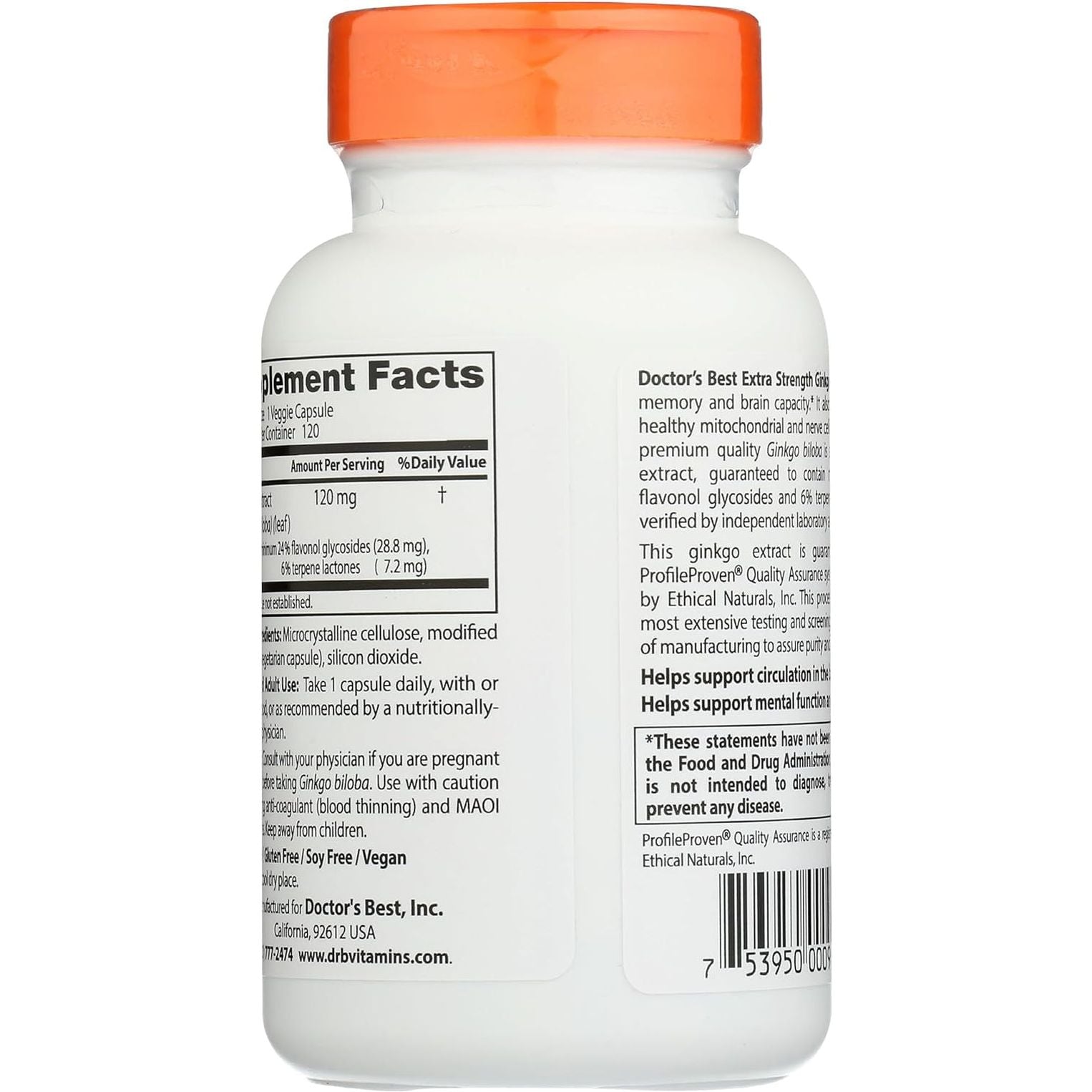 Doctor'S Best Extra Strength Ginkgo, Promotes Mental Function and Memory, 120 Mg, 120 Count