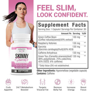 Skinny Secrets - Best Weight Loss Pills for Women | Appetite Suppressant, Belly Fat Burner, Carb Blocker 60 Capsules