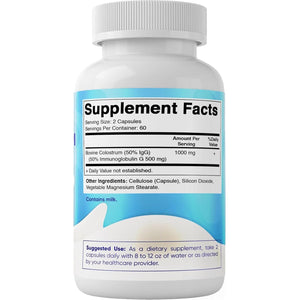 Vitamatic Bovine Colostrum Supplement 1000 Mg - for Gut Health, Hair Growth, Beauty, Muscle Recovery, & Immune Support - 120 Capsules