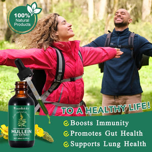 Mullein Drops for Lungs 2 Fl Oz - Natural Herbal Supplement for Lung Cleanse, Respiratory Support, Boosts Immunity, Digestive Wellness