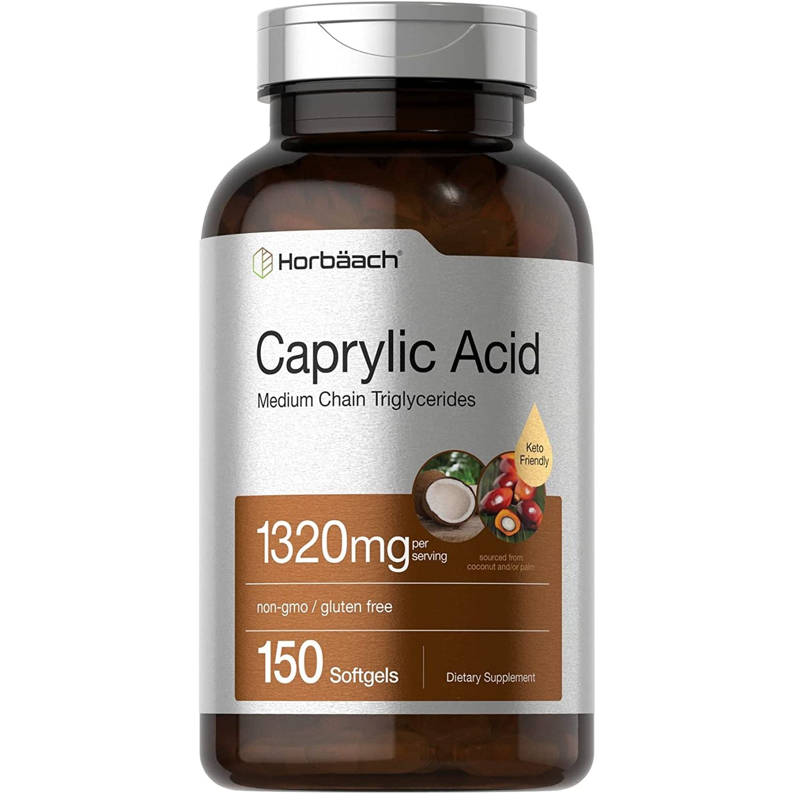 Horbaach Caprylic Acid 1320Mg Supplement | 150 Softgel Capsules | from MCT Oil | Non-Gmo & Gluten Free