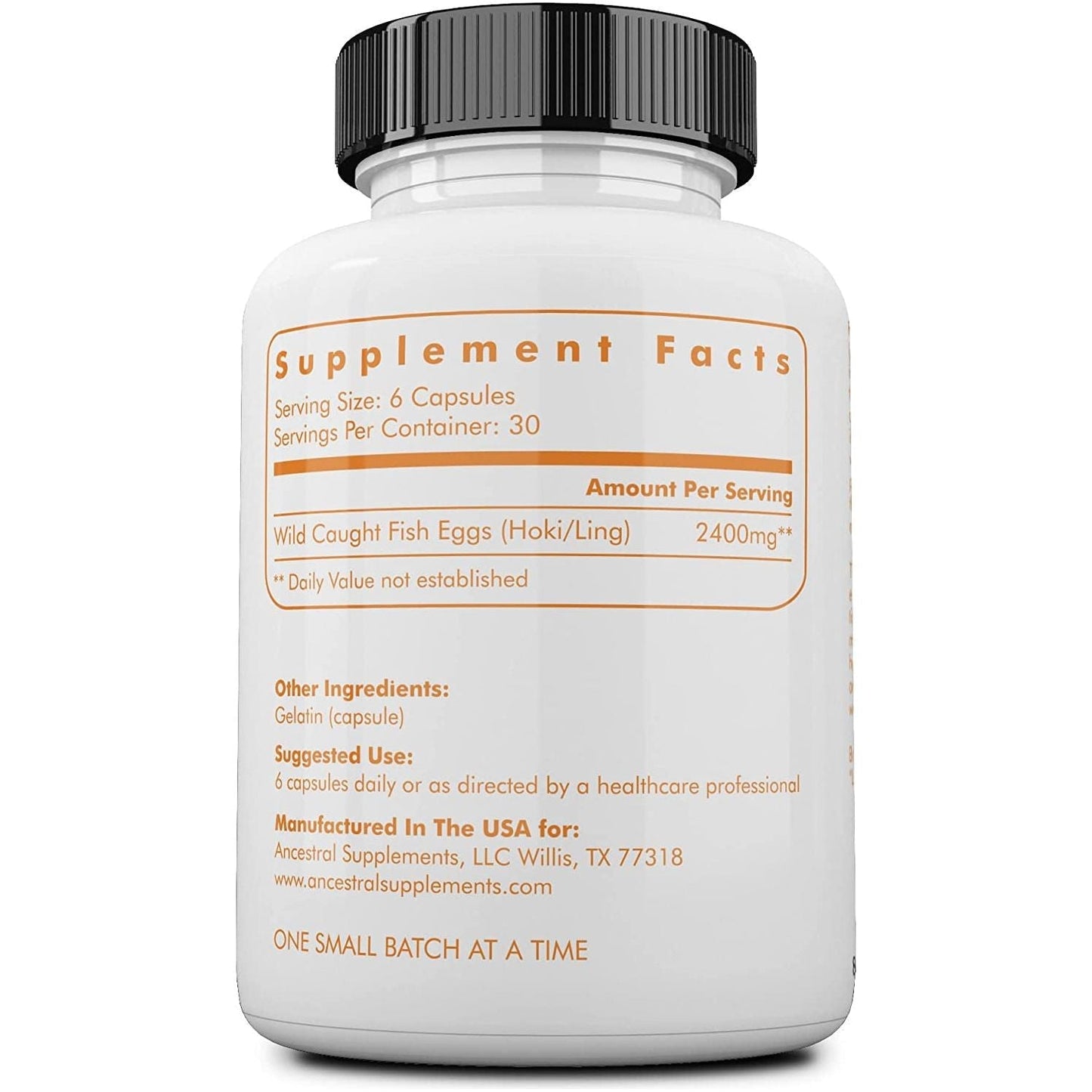 Ancestral Supplements Wild Caught Fish Eggs, 2400Mg, Omega-3 Supplement 180 Capsules