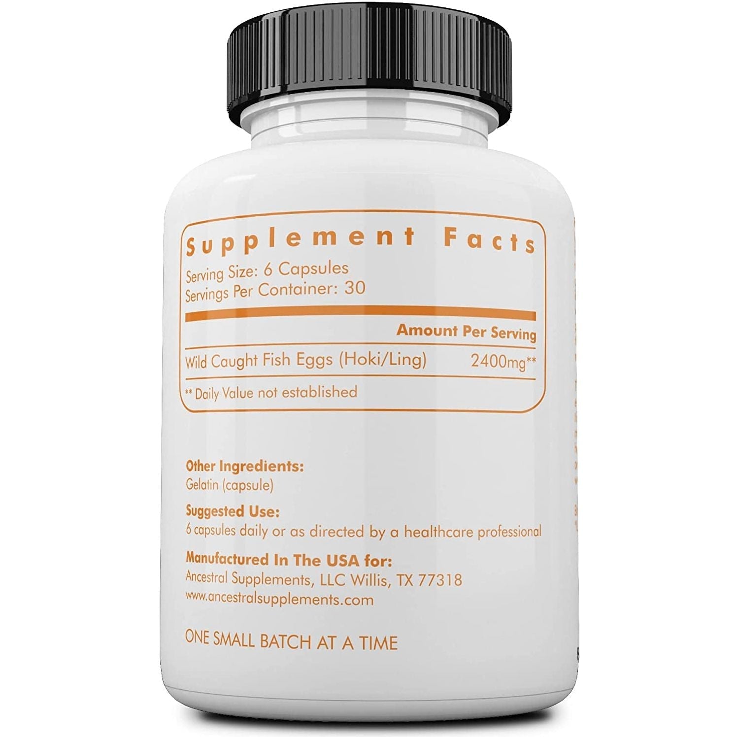 Ancestral Supplements Wild Caught Fish Eggs, 2400Mg, Omega-3 Supplement 180 Capsules