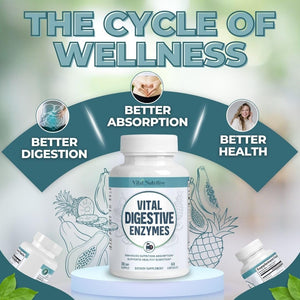 Vital Digestive Enzymes with Makzyme-Pro™ – Advanced Probiotic Complex for Digestive Support, Gut Health, Nutrient Absorption & Energy