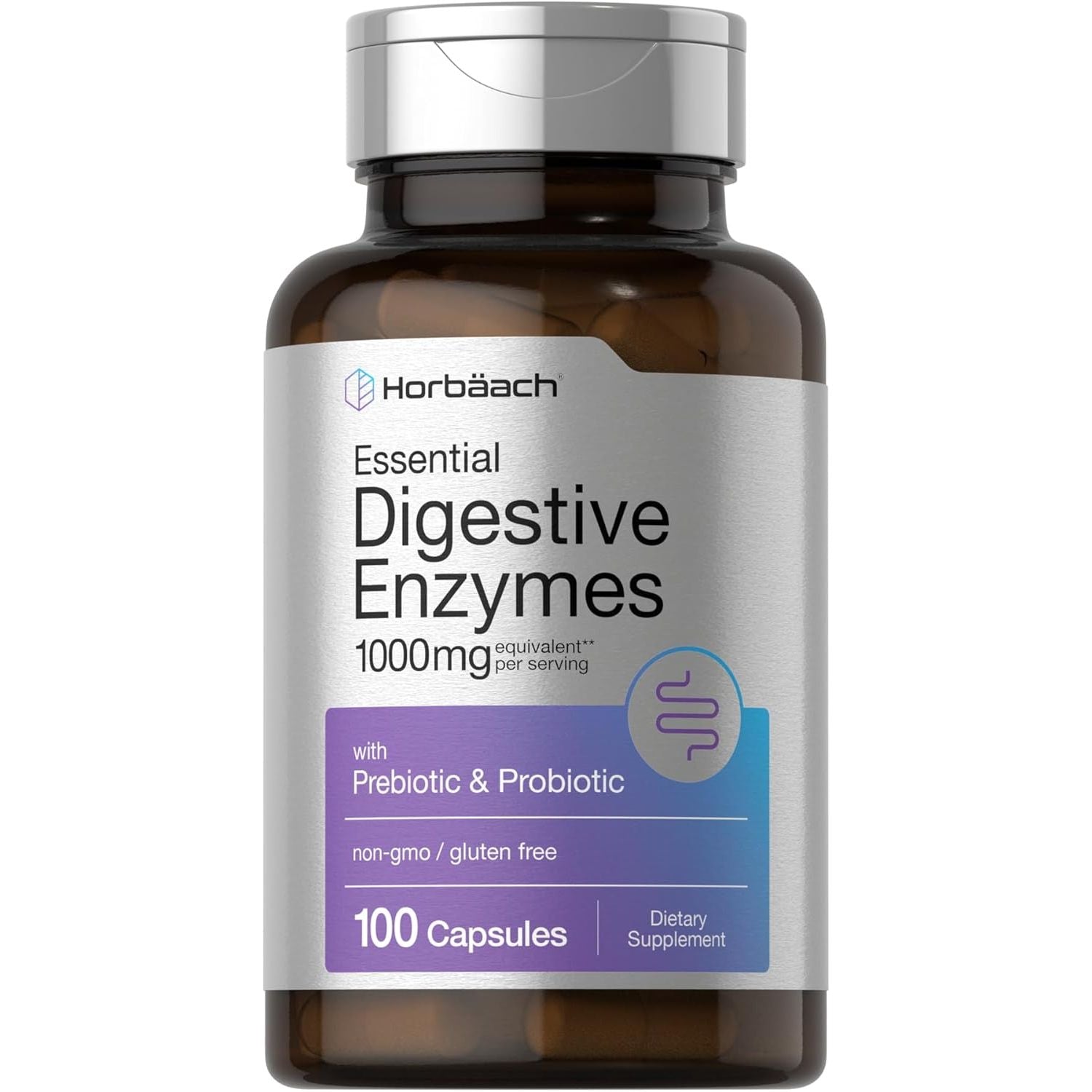 Horbäach Essential Digestive Enzymes | 100 Capsules | Enzyme Blend for Men & Women