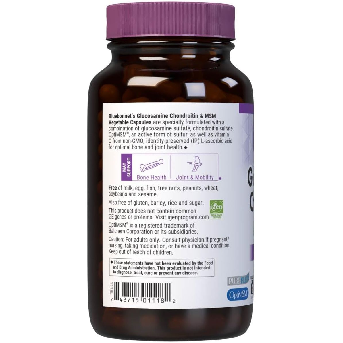 Bluebonnet Nutrition Glucosamine Chondroitin & MSM, Glucosamine, Bone & Joint Health*,120 Vegetable Capsules, 40 Servings