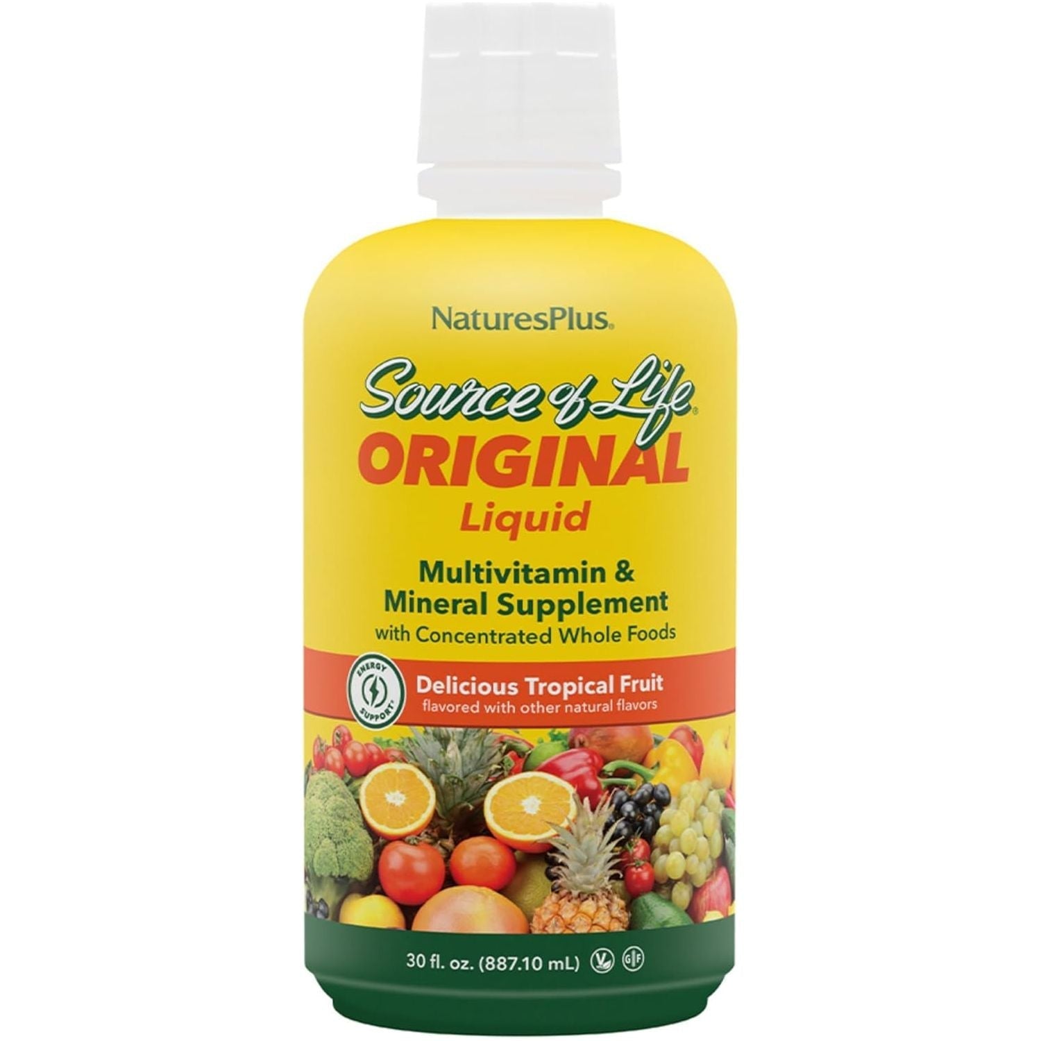 Natures plus Source of Life Liquid, Tropical Fruit - Multivitamin & Mineral Supplement - 30 Servings (30 Fl Oz)