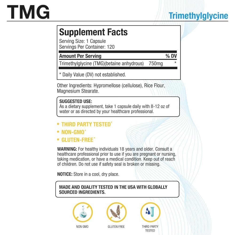 Puregen Labs TMG 750 Mg – Encourages Healthy Homocysteine Levels 120 Capsules