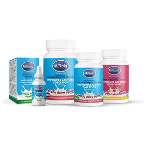 Milkaid Lactase Enzyme Drops for Lactose Intolerance | Prevents Gas, Bloating & Diarrhea 0.5 Fl Oz