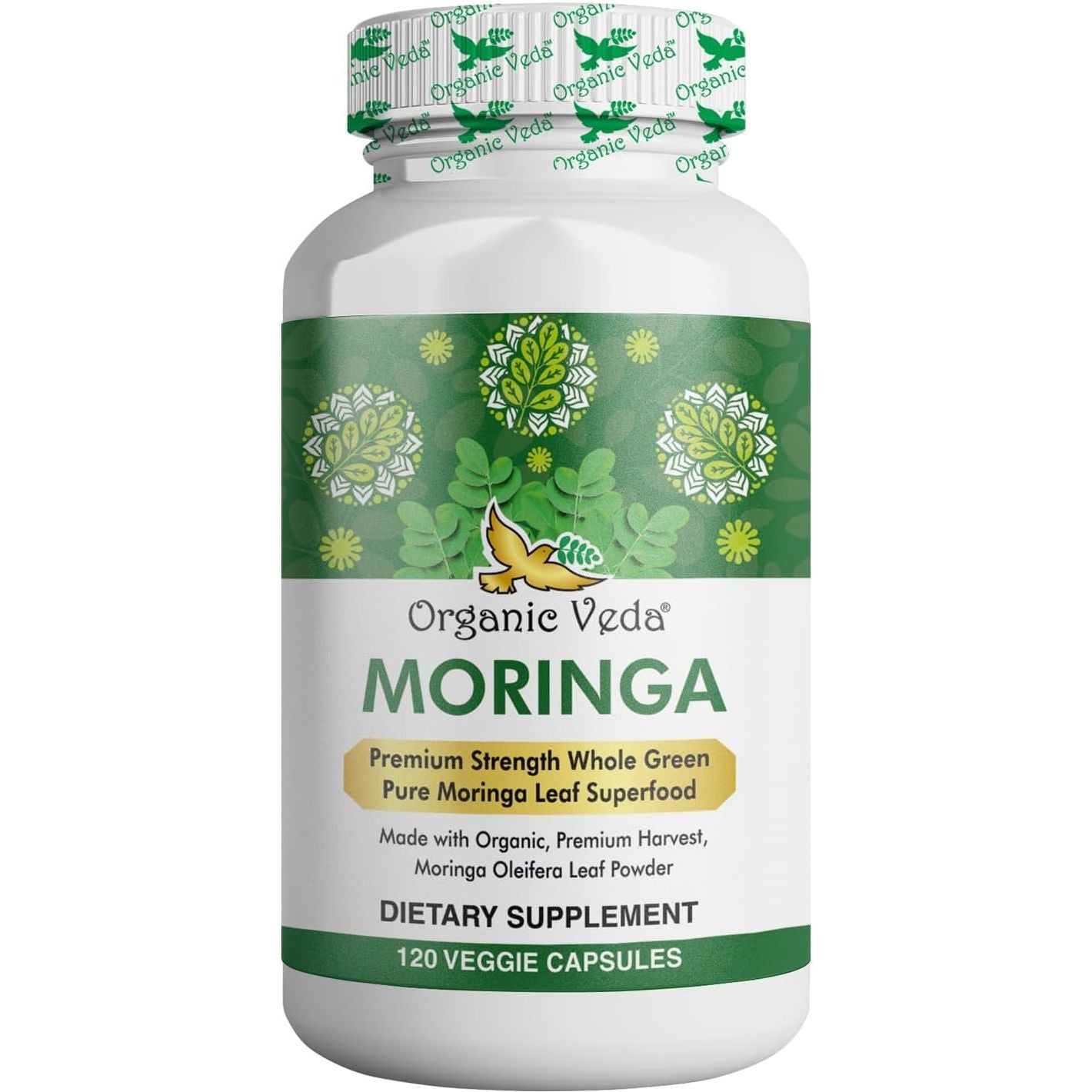 Organic Veda Moringa Leaf Capsules 1000Mg - Boosts Energy, Health, Wellbeing & Antioxidants Rich 120 Count