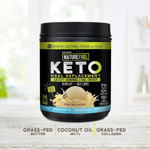 Nature Fuel Keto Meal Replacement Powder - Creamy Vanilla Milkshake - 14 Servings - 17.1 Fl Oz