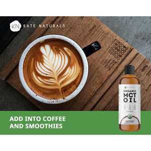 Kate Naturals MCT Oil for Coffee. Pure Coconut MCT C8 and C10 Oil (8Oz, Organic, Unflavored)