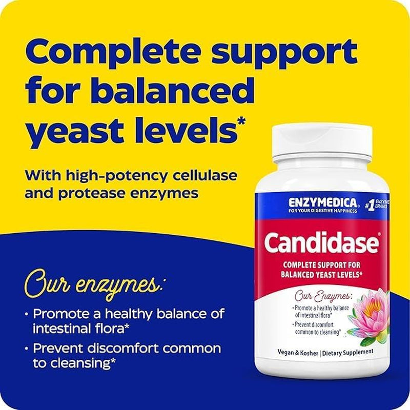 Enzymedica, Candidase, Digestive Enzymes for Gentle Cleansing Support, Gut Health & Digestion, 120 Count