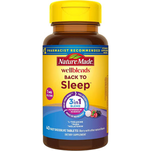 Nature Made Wellblends Back to Sleep Melatonin 1 Mg, L Theanine 100 Mg and GABA 100Mg 40 Tablets