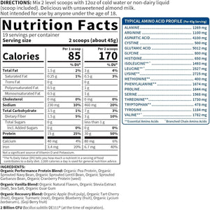 Organic Vegan Protein Powder, Vanilla Protein Powder with Probiotics, Bcaas, 30G Plant Protein 19 Servings