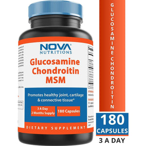 Nova Nutritions Triple Strength Glucosamine Chondroitin MSM 2600Mg/Serving, 180 Count