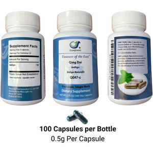 Indigo - Qing Dai Capsules (1:1 Herbal Extracts, 100 Capsules).